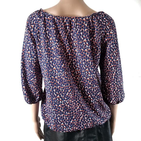 Ann Taylor | Splatter Dot Elastic Waist Faux Button Front Top - Picture 3 of 5